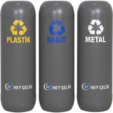 3’lü Sıfır Atık Kutusu (SAK-703) – Metal Geri Dönüşüm Ünitesi | Hey Çelik