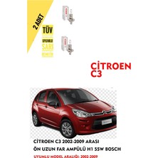 Bosch Citroen C3 2002-2009 Arası Ön Uzun Far Ampülü (2 Adet) Sarı Renk