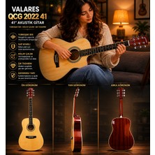 Valares 41” Akustik Gitar QA2022-41 Sap Ayarlı Gloss Natural Renk Profesyonel Kullanım İçin
