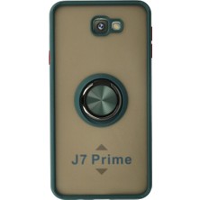 Mudanis Samsung Galaxy J7 Prime Kılıf Montreal Yüzüklü Silikon Kapak - Yeşil