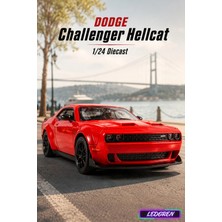 L'edoren Kırmızı Renkli Dodge Challenger Srt Hellcat 1/24 Diecast Model Araba Metal Klasik Araç