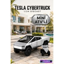 L'edoren Tesla Cybertruck Mini Atv'li 1/24 Ölçek Diecast Metal Model Araba Koleksiyonluk