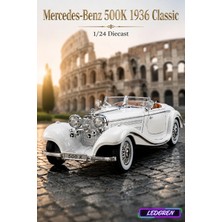 L'edoren Beyaz 1/24 Mercedes-Benz 500K 1936 Classic Diecast Model Araba Metal Klasik Araç
