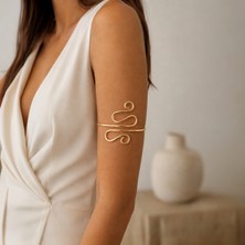 Sevil Gülgün Atelier El Yapımı Light Gold Pazu Bilekliği | Üst Kol Kelepçesi Cuff |  Bohem Yaz Takısı Kadın
