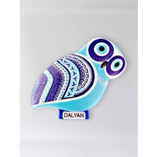 Mundy Dalyan Temalı Polyester Kabartmalı Nazar Baykuş Magnet 5,5 x 9 cm  Dekoratif Hediyelik Buzdolabı Süsü  (KOD:1136)