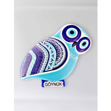 Mundy Göynük Temalı Polyester Kabartmalı Nazar Baykuş Magnet 5,5 x 9 cm  Dekoratif Hediyelik Buzdolabı Süsü  (KOD:1139)