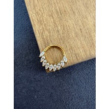 Rupen Kraft 316 L Cerrahi Çelik Oval Zirkon Taşlı Pırlanta Model Halka Piercing