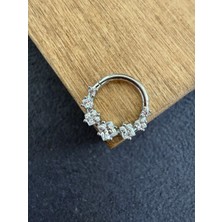 Rupen Kraft 316 L Cerrahi Çelik Oval Zirkon Taşlı Pırlanta Model Halka Piercing