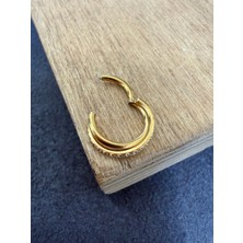 Rupen Kraft 316 L Cerrahi Çelik Zirkon Taşlı Çapraz Çift Şeritli Model Halka Piercing