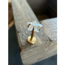 Aida Jewelss %100 316 L Cerrahi Çelik Yıldız Kesim Taşlı Helix Tragus Kıkırdak Piercingi