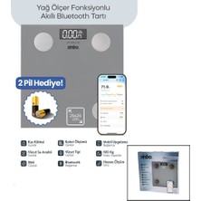 Hsc Bilişim Baskül Gri Yağ Ölçer Akıllı Bluetooth Cam Baskül