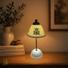 Qtahya Art Abajur-Masa ve Gece Lambası-Dekoratif-Şeffaf Porselen-El Yapımı-Porselen Şapkalı-Krem Gövde