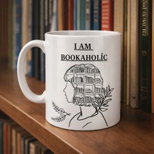 TKÇ I Am Bookaholic Yazılı Kitap Temalı Kupa Model 213 Baskılı Seramik Kahve Kupası