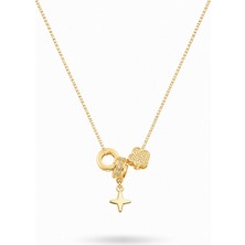 Serelya Gold Renk Pirinç Minimal Charmlı Kadın Kolye
