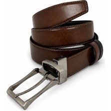 Paşala Leather Erkek Çift Taraflı Kemer 3.5 cm Siyah ve Kahverengi Kullanımlı Döner Tokalı Klasik Günlük Kullanıma Uygun Şık Tasarım