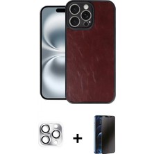 Marsilyan™- iPhone 16 Pro Max Kılıf Kıvılcım Işık Serisi - Siyah 3D Antistatik Hayalet Cam Ekran Koruyucu + Pers Alüminyum Kamera Lens - Gs