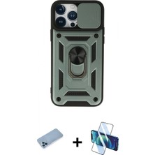 Marsilyan™- iPhone 13 Pro Max Kılıf Ahenk Klasik - Siyah 3D Antistatik Cam Ekran Koruyucu + Shine Kamera Lens Koruma Cam - Mı