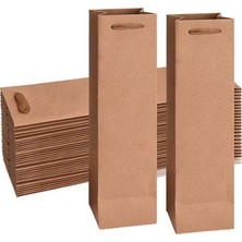 Marin Ambalaj - Kraft Şişe Boy Karton Çanta / 10 Adet - 12X38X12 cm