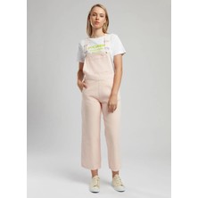 Lee Cooper Pembe Kadın Mom Fit Salopet 252 Lcf 225001 Flowers Pudra