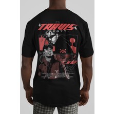 Sevbano Travis Scott Rapper Şarkıcı Sırt Baskılı Unisex Oversize Tişört