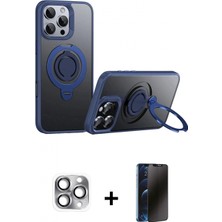 Marsilyan™- iPhone 16 Pro Max Kılıf Zirve Çizgi Prime - Siyah 3D Antistatik Hayalet Cam Ekran Koruyucu + Pers Alüminyum Kamera Lens - Gı
