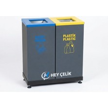 2’li Sıfır Atık Geri Dönüşüm Ünitesi (GD-702) – Metal Atık Ayrıştırma Kutusu | Hey Çelik