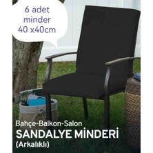 Ayzen Home siyah 6 Adet 40X40CM Bahce, Salon Sandalyeleri Için Arkalıklı Bağcıklı Sandalye Minderi