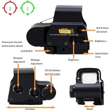 Colezium 558G43 Xps2 Hedef Işaretleyici Red Dot  Holografik Nişangâh, 5x Büyütmeli Setsiyah