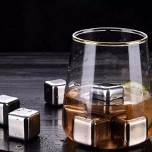 Colezium 6'lı Çelik Metal Kaplama Viski Taşı Soğutma Buz Küpü