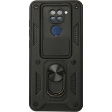 Flzdgnkr Newface Xiaomi Redmi Note 9 Kılıf Pars Lens Yüzüklü Silikon - Siyah