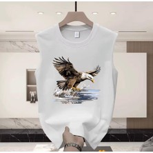 Nigrum Pardus Nıgrum Pardus Yeni Sezon Black Falcon Baskılı %100 Pamuk Büyük Beden Kolsuz Erkek T-Shirt