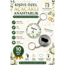 Kişiye Özel Açacaklı Anahtarlık Evlilik Düğün Nişan Hediye 44 mm ( 10 Adet )