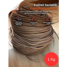 Mady Aksesuar Premium Sentetik Rattan Şerit - Bahçe Mobilyası Örme ve Tamir Ipi - 1 Kg, 8.3mm Açık Kahverengi