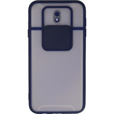 Flzdgnkr Newface  Galaxy J7 Pro / J730 Kılıf Palm Buzlu Kamera Sürgülü Silikon - Lacivert