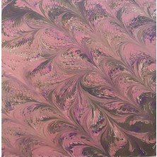 ElifEbru Exclusive Handicrafts Ebru Sanatı El Yapımı  Pembe Gri Mor Sura Ipek Eşarp Se 65