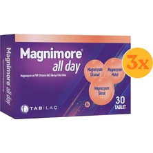 Magnimore All Day 30 Tablet - 3 Adet (Toplam 90 Tablet) - Dezenfektan Hediyeli (%72 Alkol)