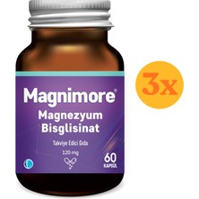 Magnimore Magnezyum Bisglisinat 120 Mg 60 Bitkisel Kapsül - 3 Adet (Toplam 180 Kapsül)