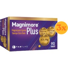 Magnimore Plus Magnezyum N-Asetil Taurinat Bisglisinat Malat 90 Tablet - 3 Adet (Toplam 270 Tablet) - Dezenfektan Hediyeli (%72 Alkol)