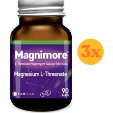 Magnimore Magnesium L-Threonate 90 Kapsül - 3 Adet (Toplam 270 Kapsül) - Dezenfektan Hediyeli (%72 Alkol)