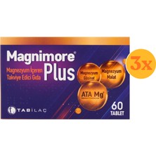 Magnimore Plus Magnezyum N-Asetil Taurinat Bisglisinat Malat 60 Tablet - 3 Adet (Toplam 180 Tablet) - Dezenfektan Hediyeli (%72 Alkol)