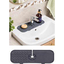Ovio Ev Yaşam Silikon Musluk Matı Su Sıçratmaz-Kaydırmaz-Tahliyeli Mutfak-Banyo Lavabo-Sabunluk Çok Amaçlı Tezgah-Evye Düzenleyici