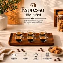Nimaware 6’lı Cam Espresso & Çay Fincanı Seti – 90 ml 6’lı Set | Isıya Dayanıklı Şeffaf Cam