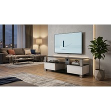 Sonorous Md 9140 B Inx wht 140 cm Beyaz Siyah 140 CM Tekerlekli 65 Inç Televizyon Sehpası