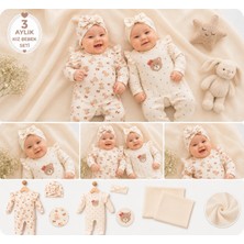 Ozz Baby Yeni Doğan Kız Bebek  0/3-3/6 Ay Brodeli 2li Tulum Seti ve Müslin Battaniye Takımı (Hediyelik )