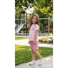 Tuma Collection Kız Çocuk Yazlık Şortlu Takım Tişört Şort Pamuklu Günlük Rahat Kombin 3-4-5-6 Yaş
