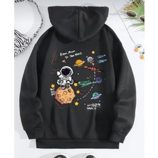 Nigrum Pardus Nıgrum Pardus Kapüşonlu Galaksi Astronot Baskılı 2 Iplik Şardonlu Erkek Çocuk Nasa Sweatshirt