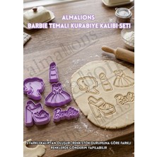 Almalions Barbie Temalı Kurabiye Kalıbı Seti - Hamur Şekillendirici - Şeker Hamuru Kalıp - Oyun Hamuru - 5 Adet