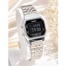 Casio Çelik Kordonlu, Dijital, Alarm, Kronometreli, Işıklı, Su Geçirmez, 2 Yıl Garantili Kadın Kol Saati