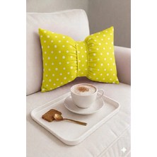 Hobizer Tekstil Dekoratif Fiyonk Puantiyeli Puf Yastık 50X40 cm Kırlent