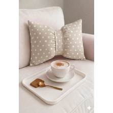 Hobizer Tekstil Dekoratif Fiyonk Puantiyeli Puf Yastık 50X40 cm Kırlent